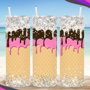 Ice Cream and Silver Glitter Tumbler